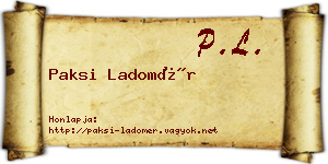 Paksi Ladomér névjegykártya